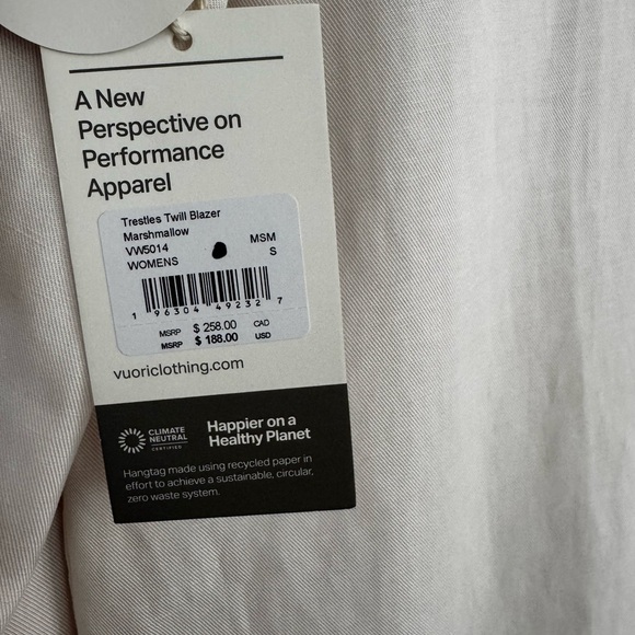 Vuori Trestle’s Twill Blazer Marshmallow - Picture 9 of 10
